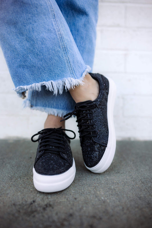 Rizzo Rhinestone Sneakers in Black