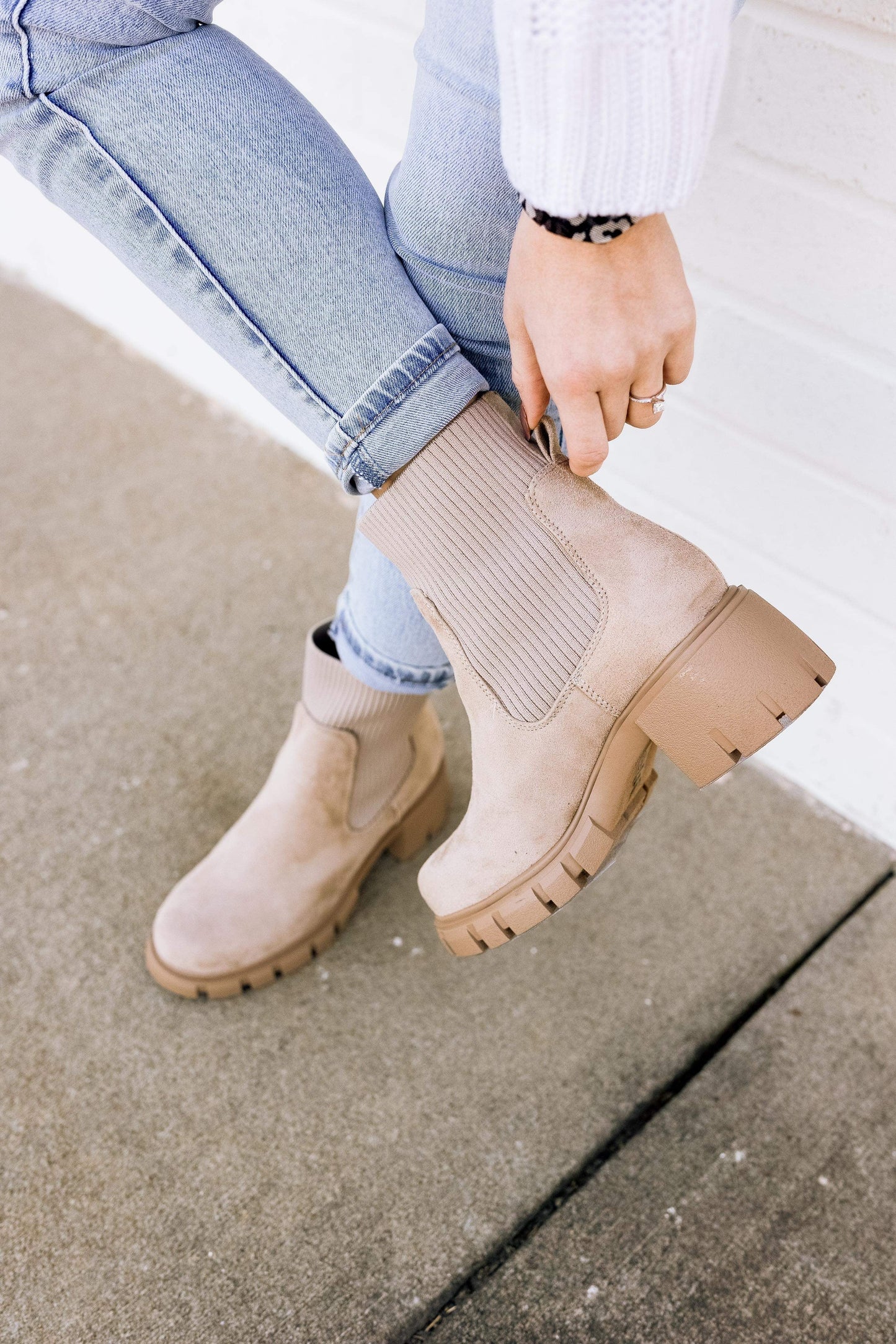 Stephanie Sweater Boot in Taupe